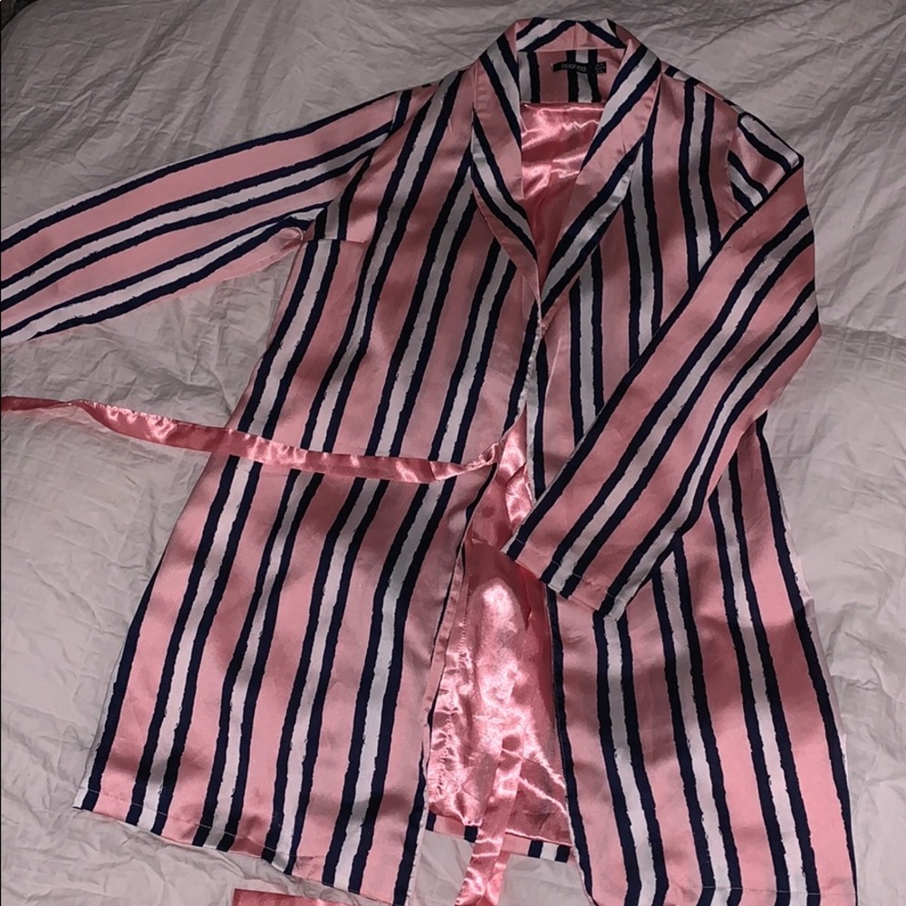 Boohoo Zendeya Collection Striped Pink Blazer